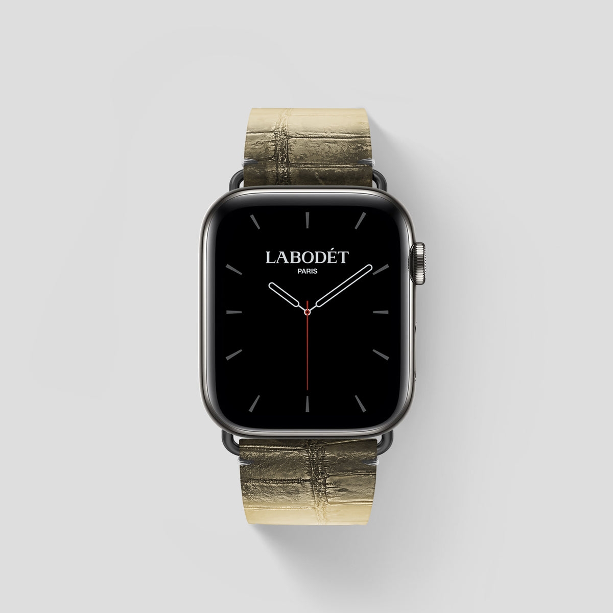Natural Apple Watch 46mm Strap Himalayan Crocodile with Black Metal -1 | Natural-Black