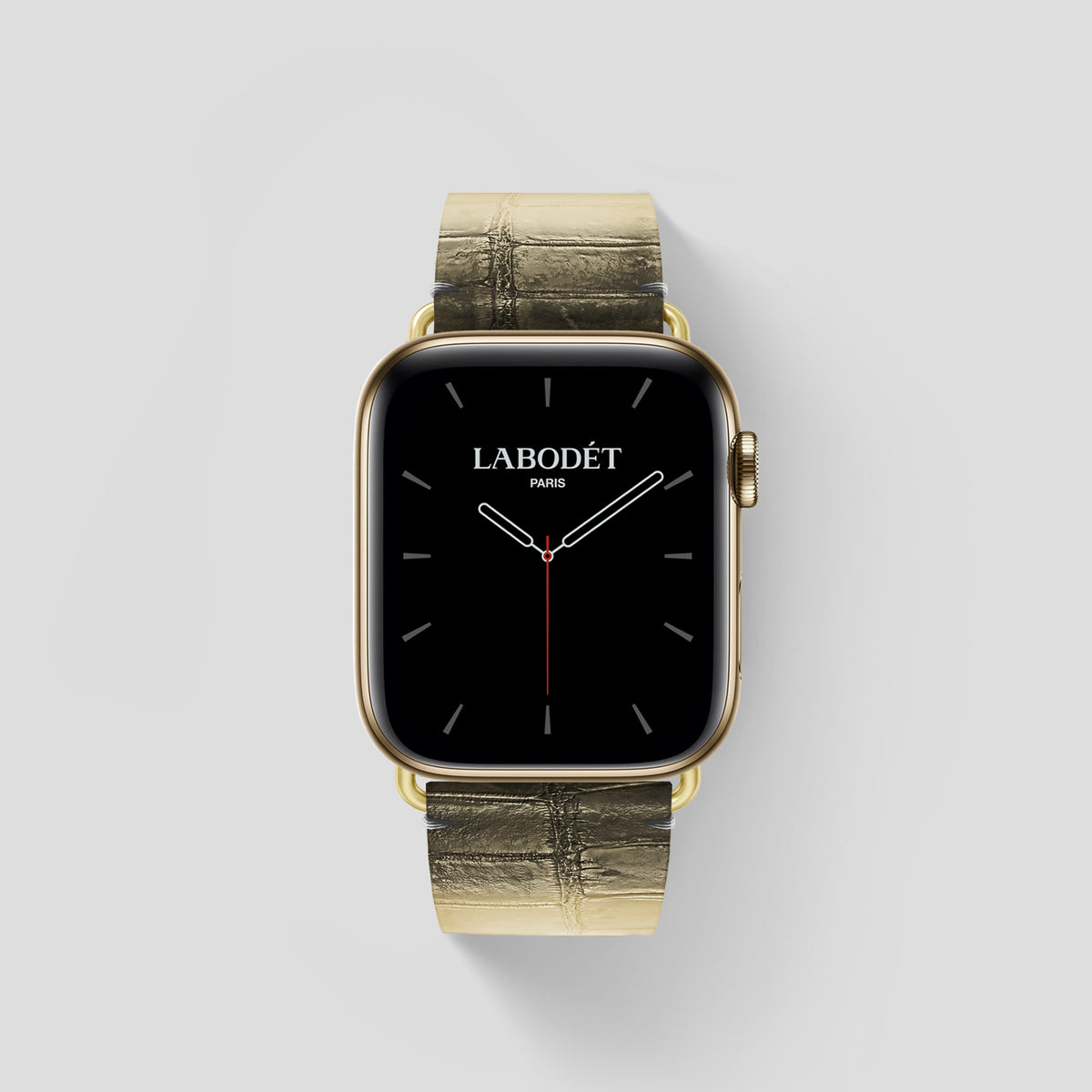 Natural Apple Watch 46mm Strap Himalayan Crocodile with Gold Metal -1 | Natural-Gold