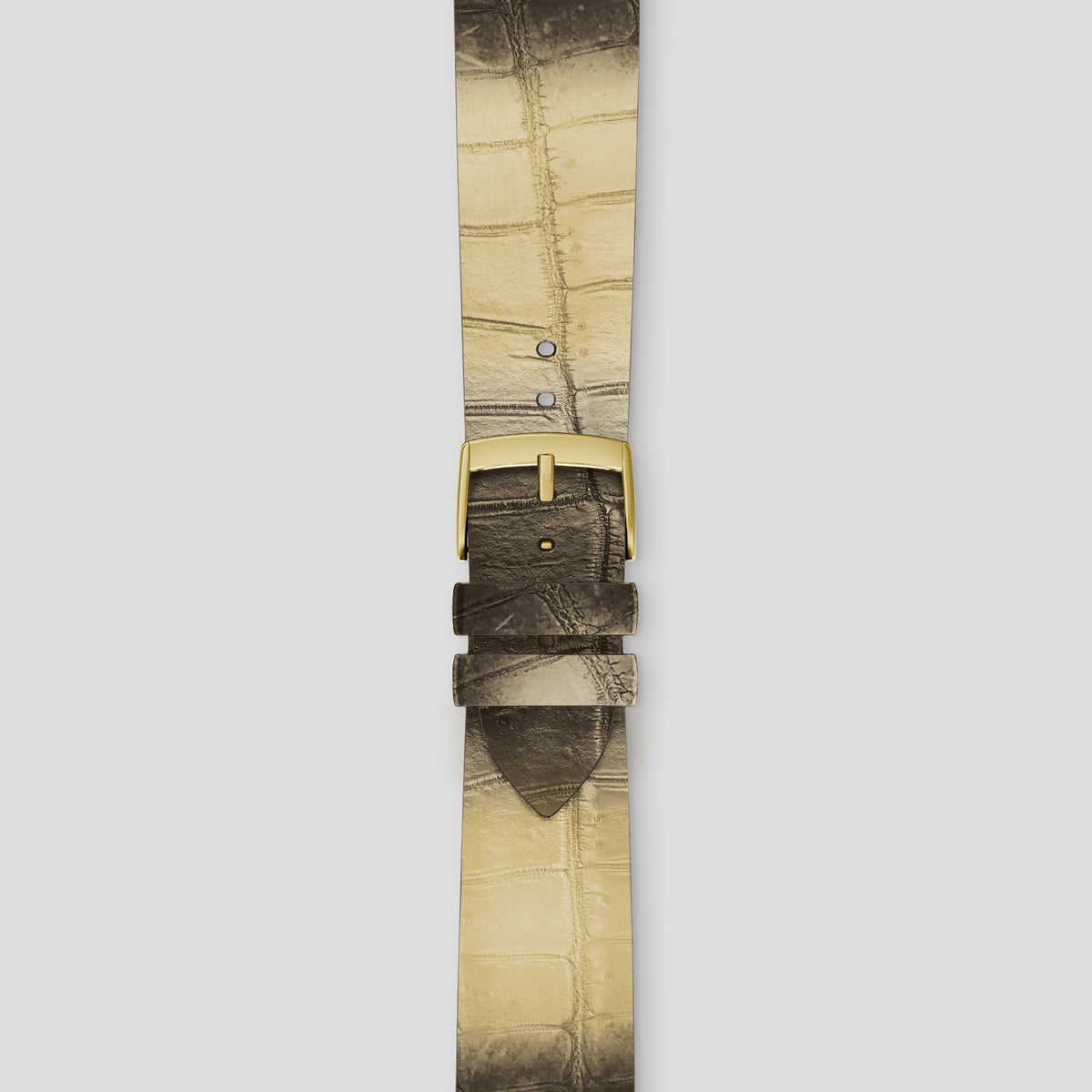 Natural Apple Watch 46mm Strap Himalayan Crocodile with Gold Metal -4 | Natural-Gold