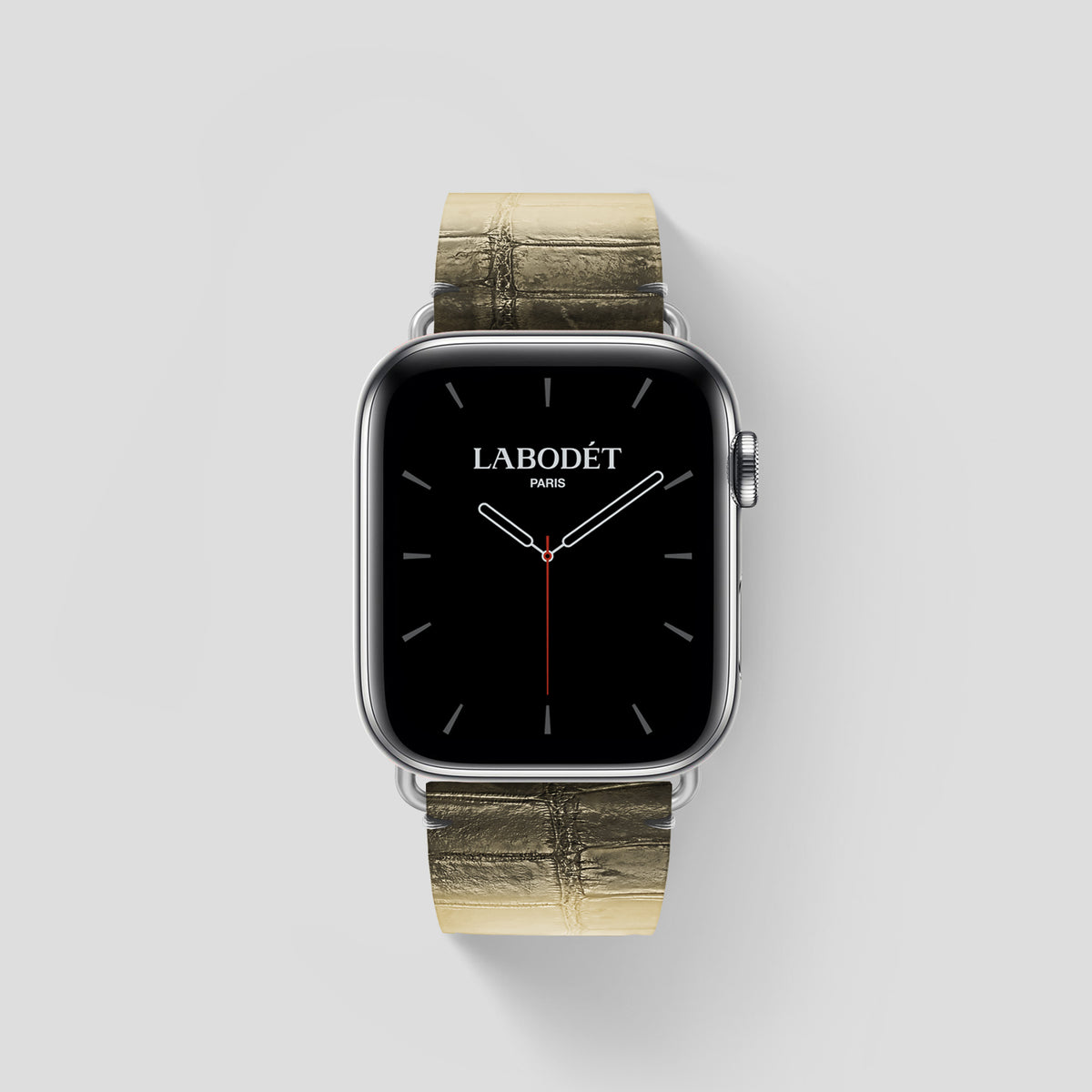 Natural Apple Watch 46mm Strap Himalayan Crocodile with Steel Metal -1 | Natural-Steel