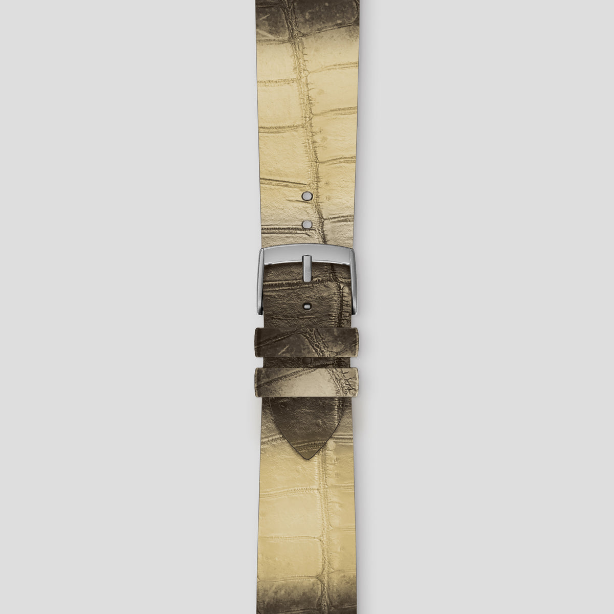 Natural Apple Watch 46mm Strap Himalayan Crocodile with Steel Metal -4 | Natural-Steel