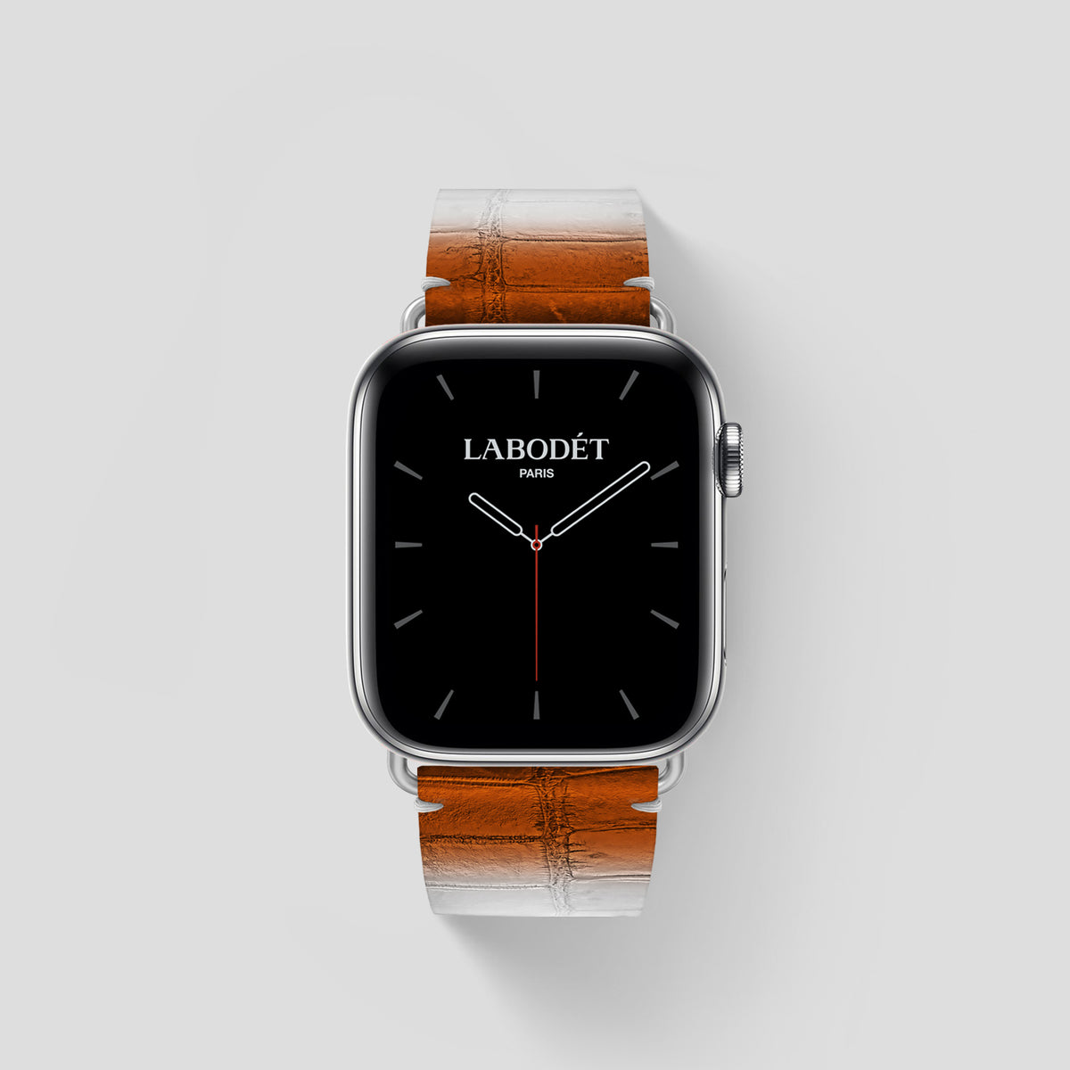 Orange Apple Watch 46mm Strap Himalayan Crocodile with Steel Metal -1 | Orange-Steel