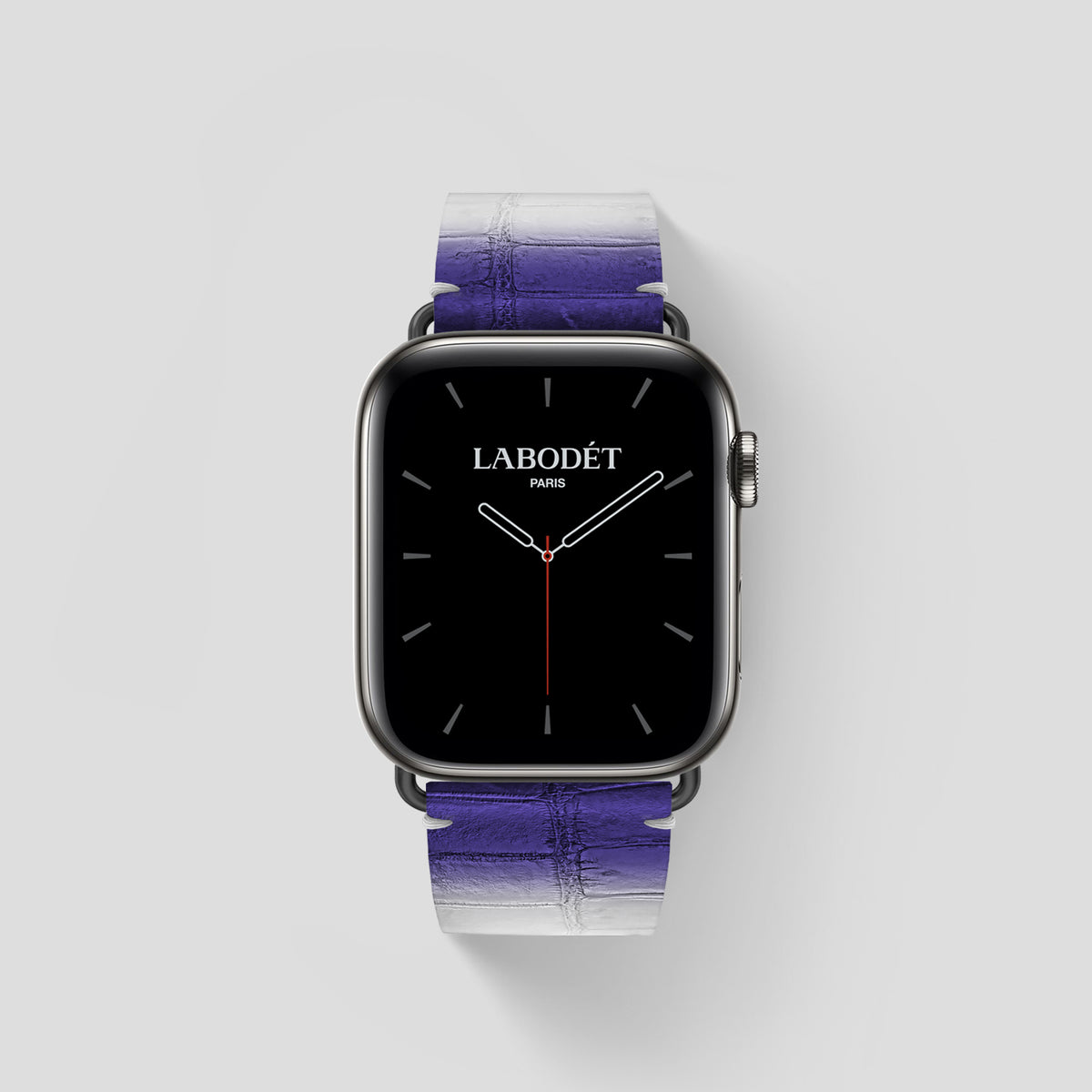 Purple Apple Watch 46mm Strap Himalayan Crocodile with Black Metal -1 | Purple-Black