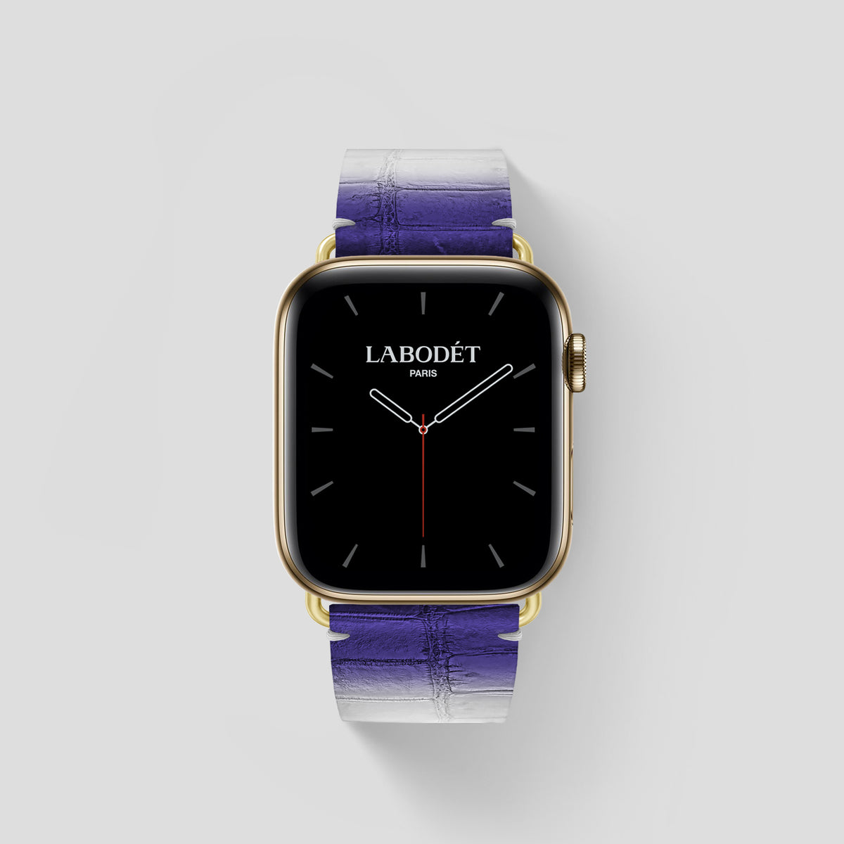 Purple Apple Watch 46mm Strap Himalayan Crocodile with Gold Metal -1 | Purple-Gold