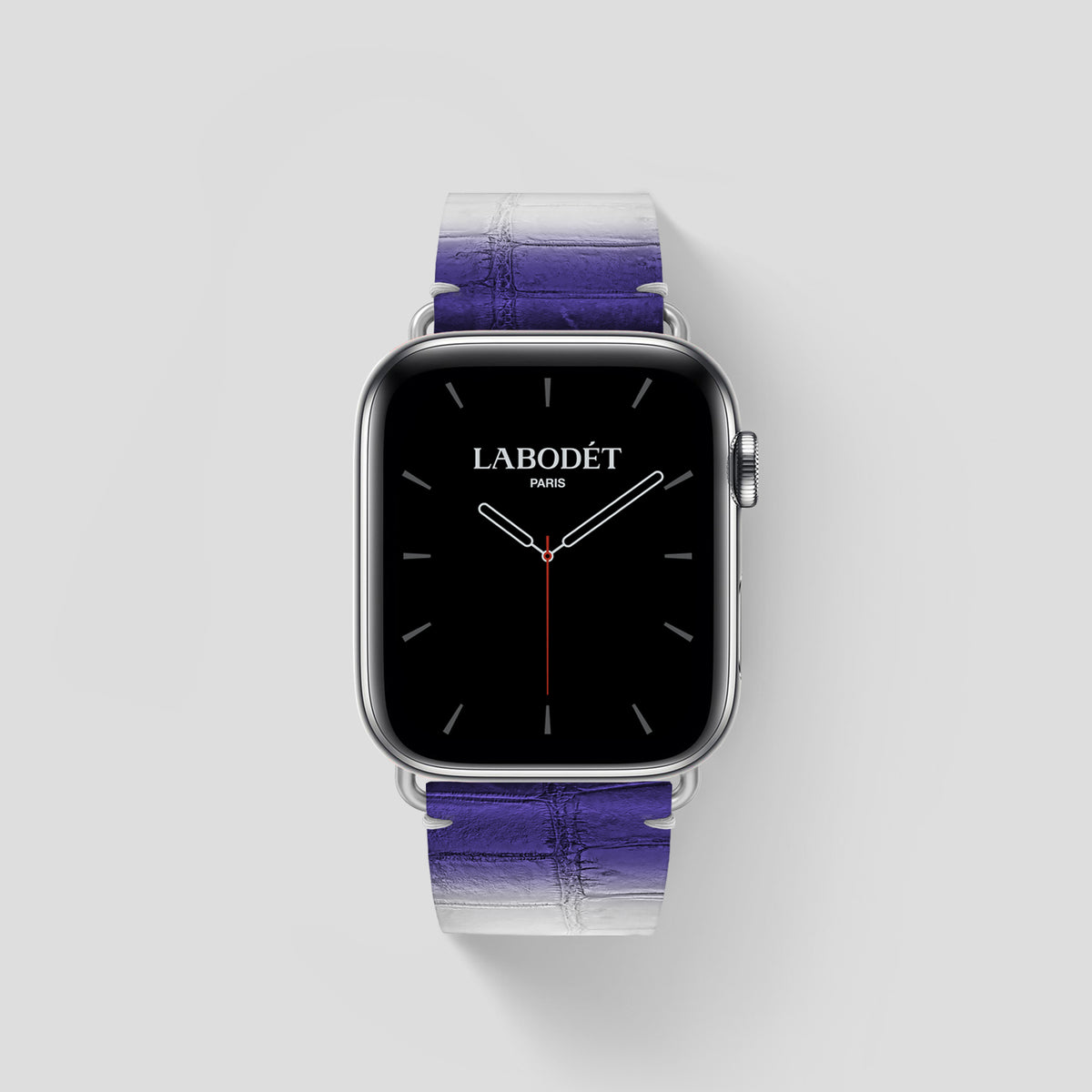 Purple Apple Watch 46mm Strap Himalayan Crocodile with Steel Metal -1 | Purple-Steel