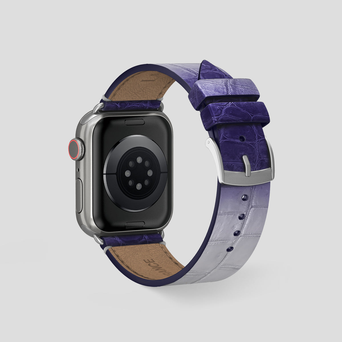 Purple Apple Watch 46mm Strap Himalayan Crocodile with Steel Metal -2 | Purple-Steel