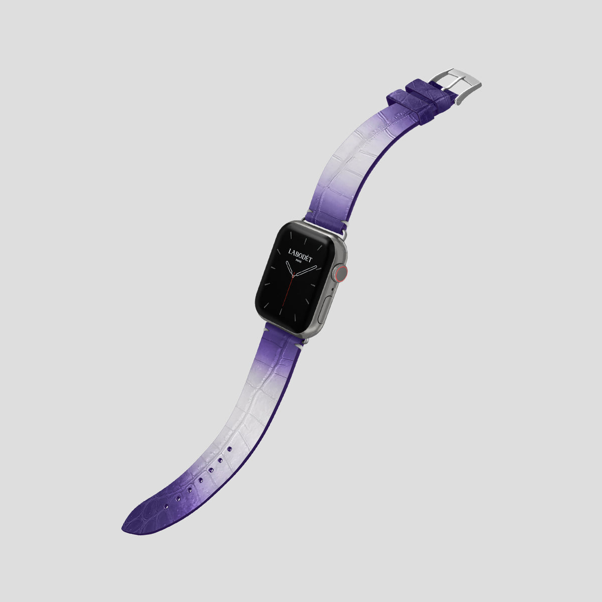 Purple Apple Watch 46mm Strap Himalayan Crocodile with Steel Metal -3 | Purple-Steel