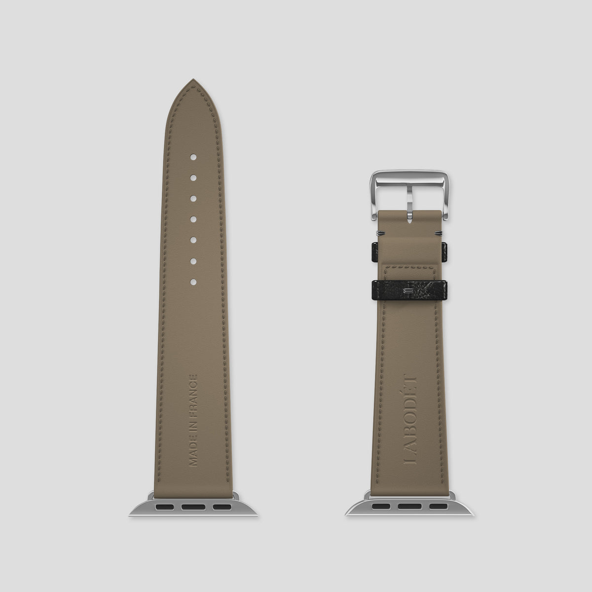 Black Apple Watch 46mm Classic Strap Ostrich with Steel Metal -5 | Black-Steel