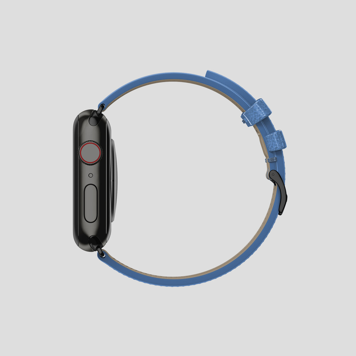Blue-Jeans Apple Watch 46mm Classic Strap Ostrich with Black Metal -4 | Blue-Jeans-Black