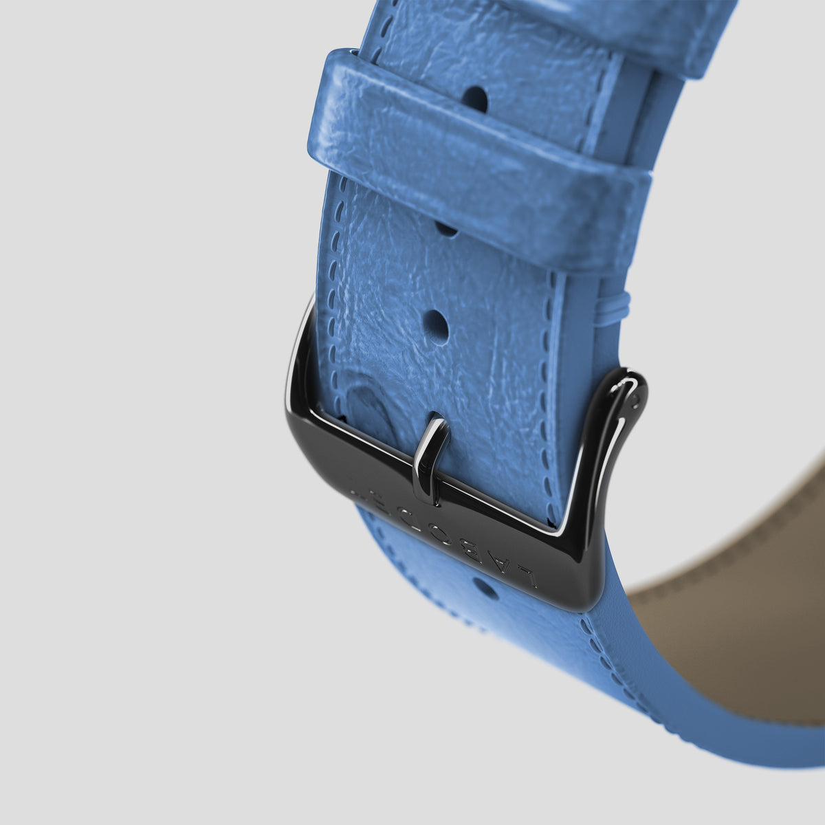 Blue-Jeans Apple Watch 46mm Classic Strap Ostrich with Black Metal -7 | Blue-Jeans-Black