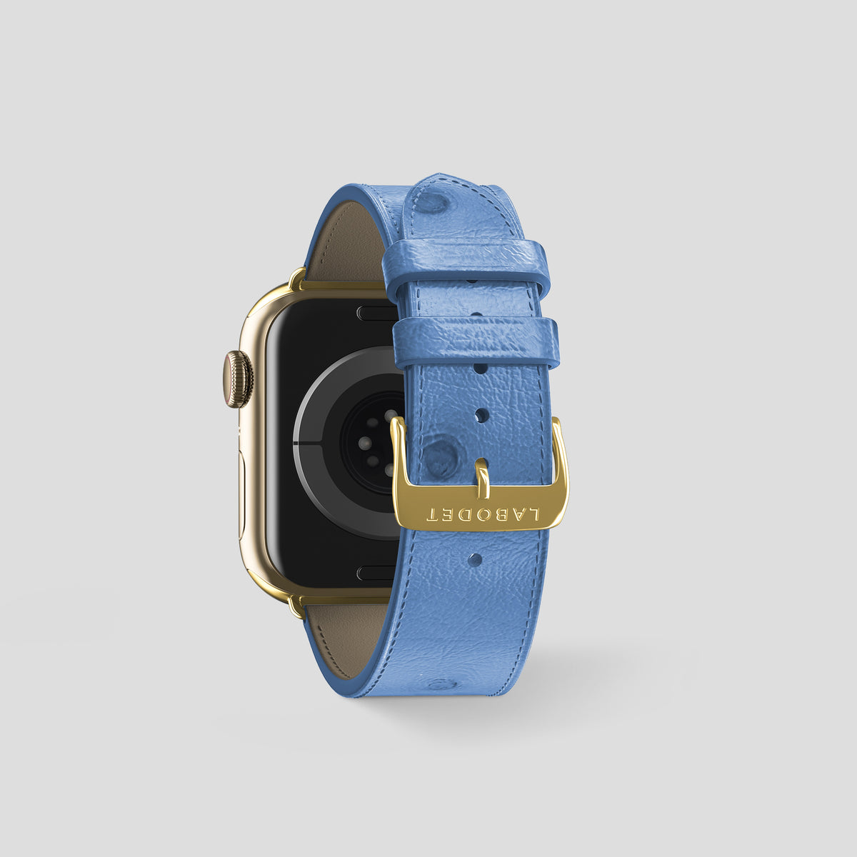Blue-Jeans Apple Watch 46mm Classic Strap Ostrich with Gold Metal -2 | Blue-Jeans-Gold