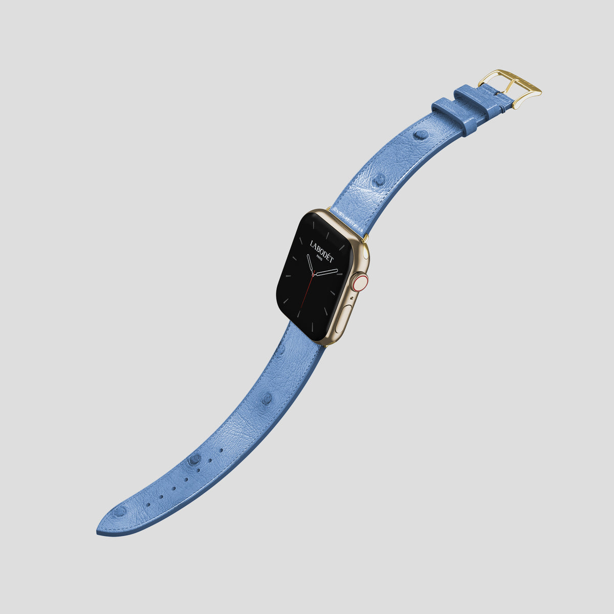 Blue-Jeans Apple Watch 46mm Classic Strap Ostrich with Gold Metal -3 | Blue-Jeans-Gold
