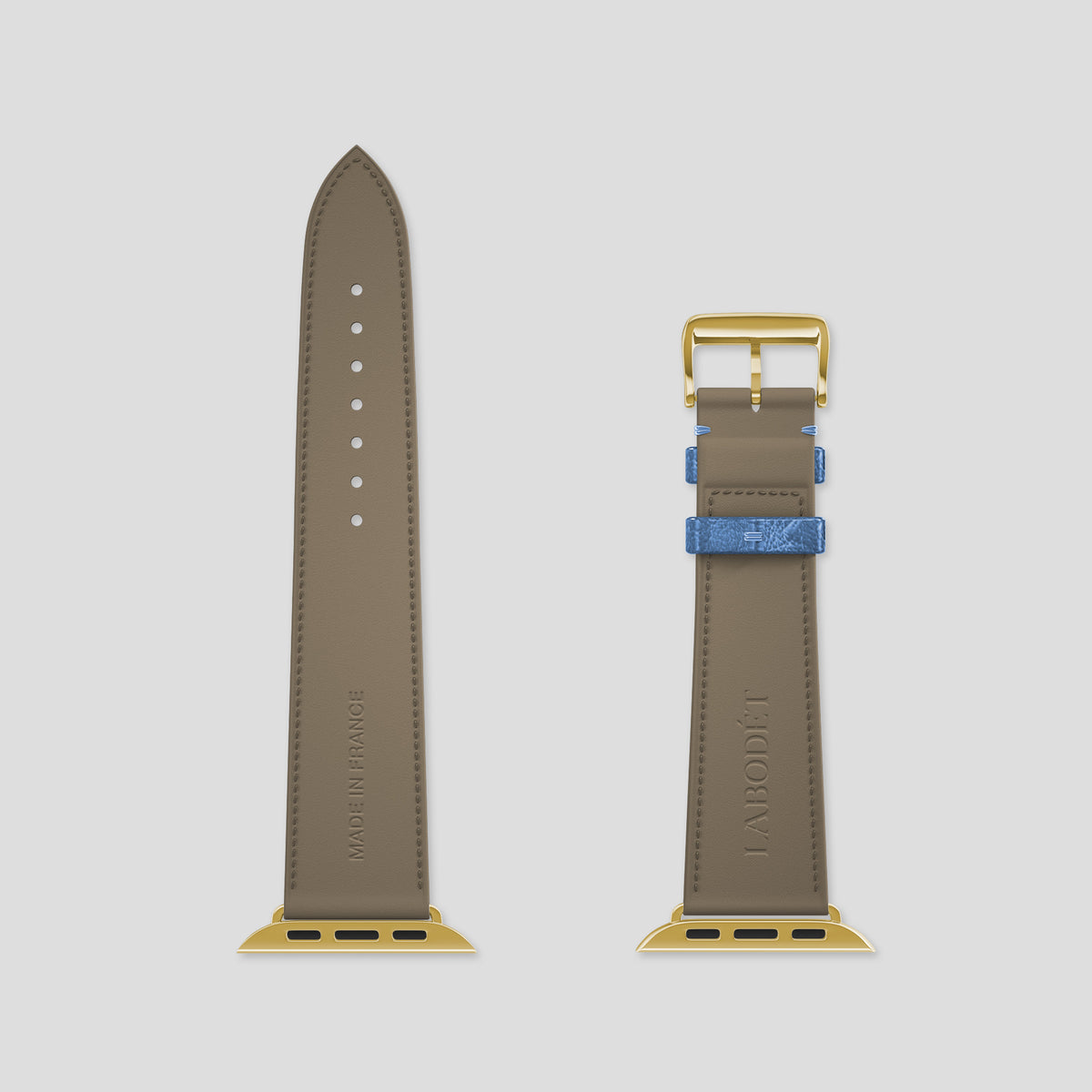 Blue-Jeans Apple Watch 46mm Classic Strap Ostrich with Gold Metal -5 | Blue-Jeans-Gold
