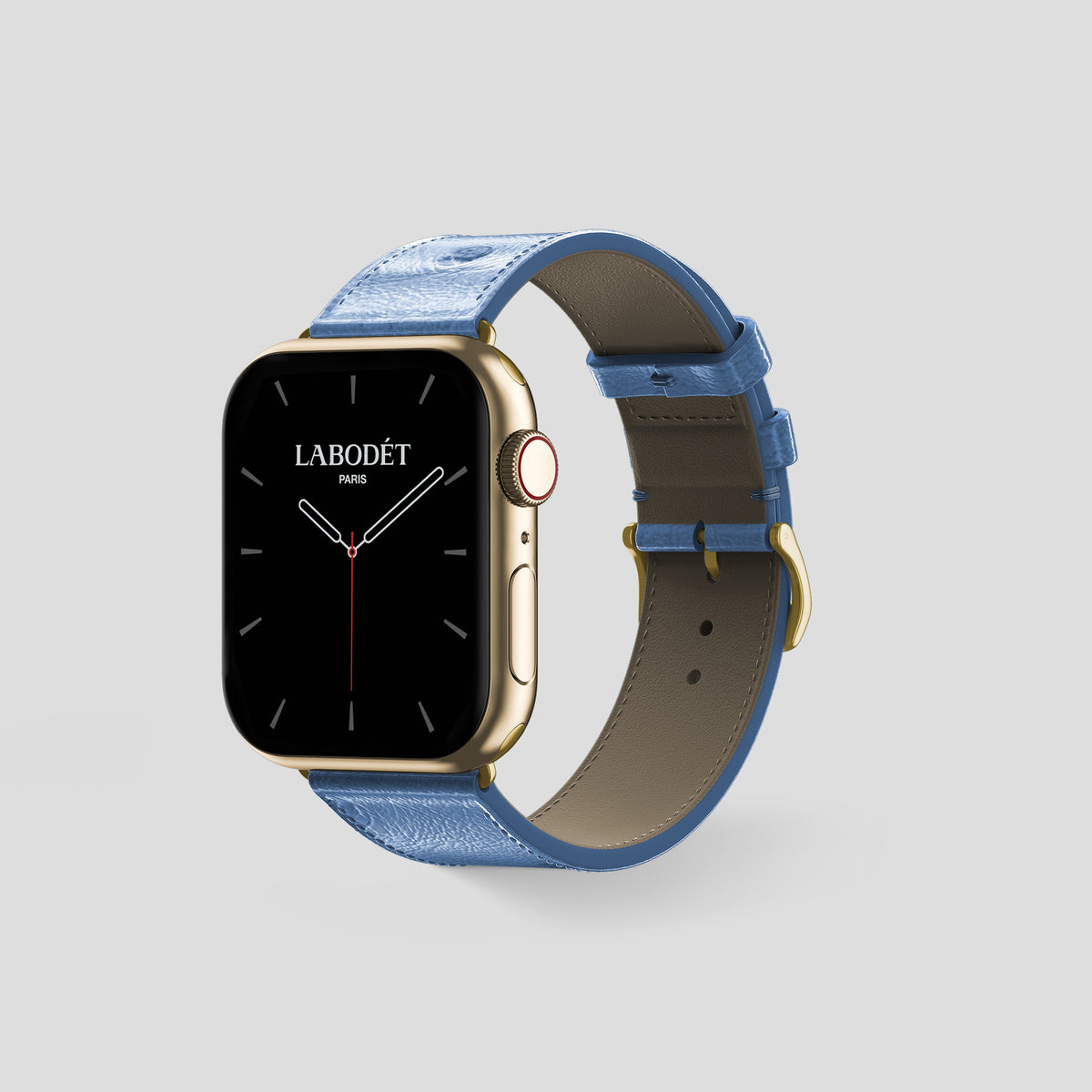 Blue-Jeans Apple Watch 46mm Classic Strap Ostrich with Gold Metal -6 | Blue-Jeans-Gold
