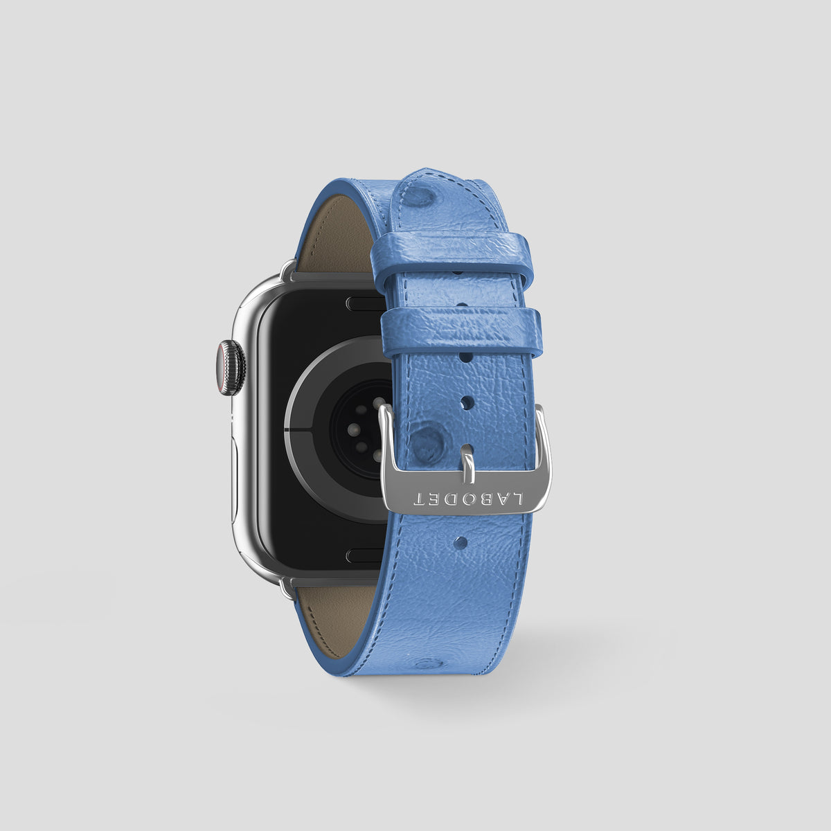 Blue-Jeans Apple Watch 46mm Classic Strap Ostrich with Steel Metal -2 | Blue-Jeans-Steel