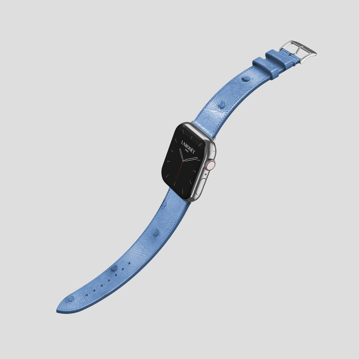 Blue-Jeans Apple Watch 46mm Classic Strap Ostrich with Steel Metal -3 | Blue-Jeans-Steel