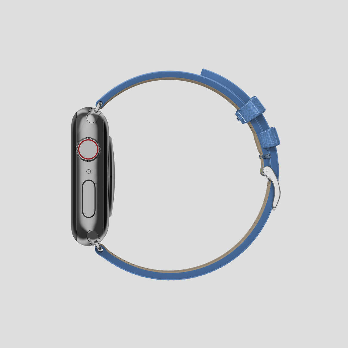 Blue-Jeans Apple Watch 46mm Classic Strap Ostrich with Steel Metal -4 | Blue-Jeans-Steel