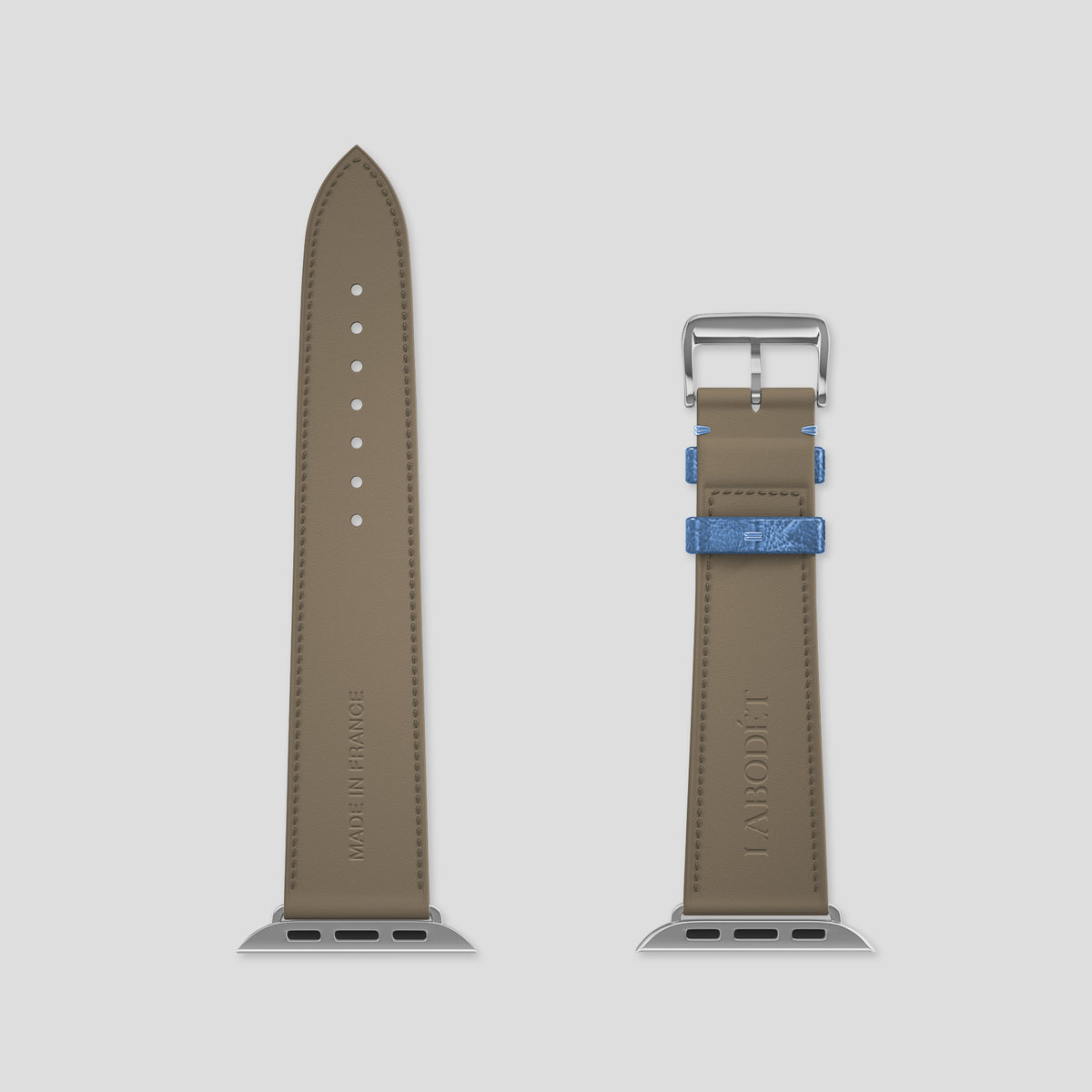 Blue-Jeans Apple Watch 46mm Classic Strap Ostrich with Steel Metal -5 | Blue-Jeans-Steel