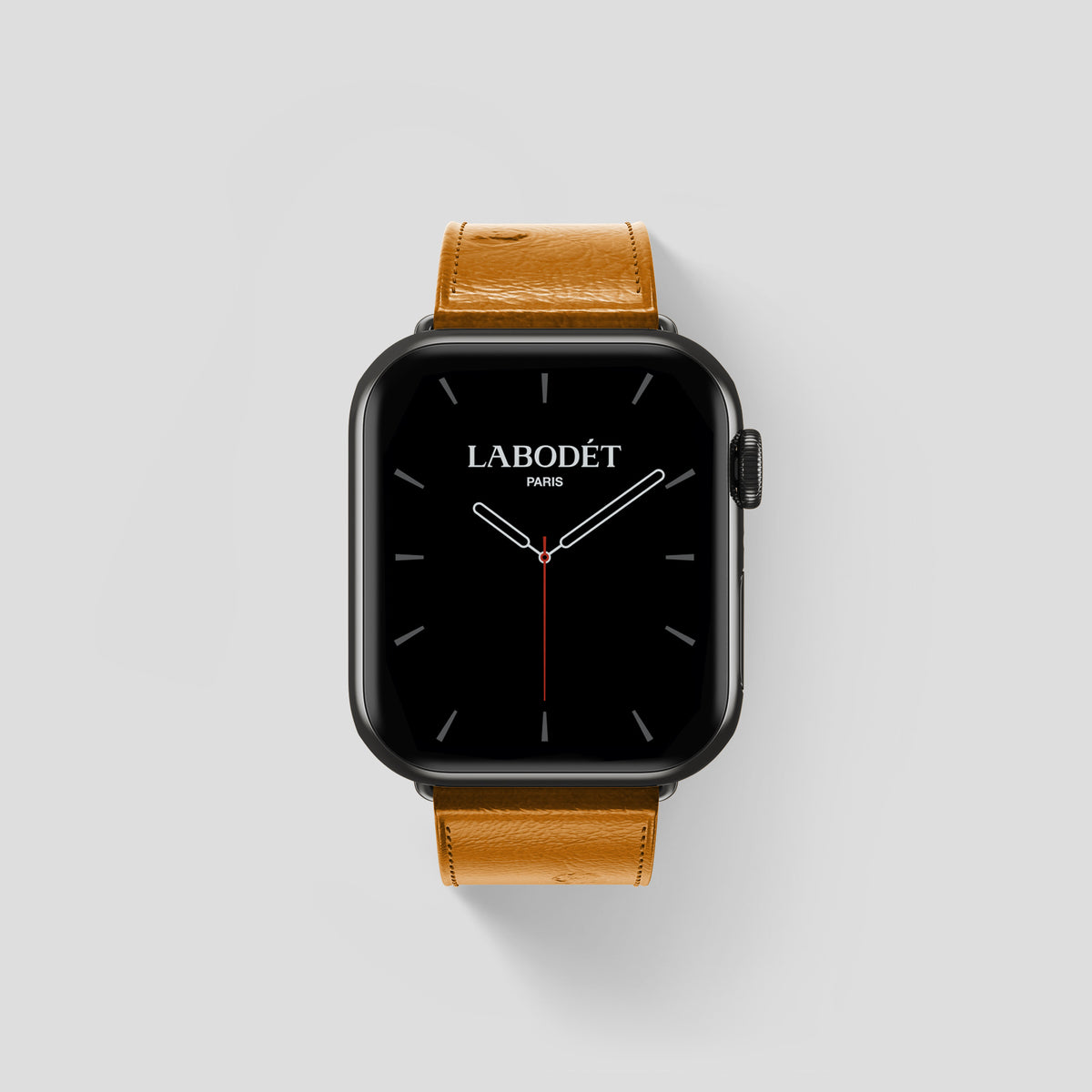 Chestnut Apple Watch 46mm Classic Strap Ostrich with Black Metal -1 | Chestnut-Black