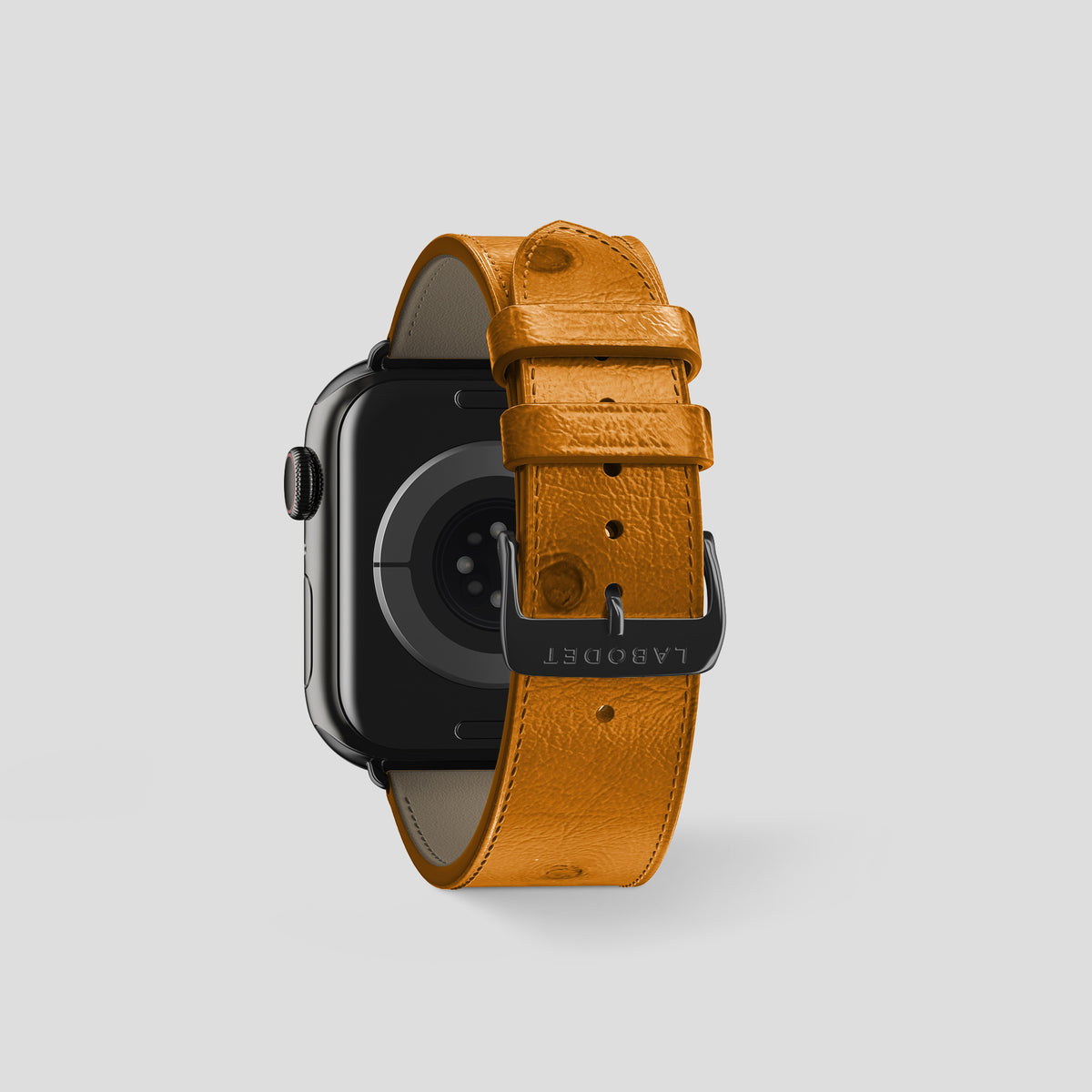 Chestnut Apple Watch 46mm Classic Strap Ostrich with Black Metal -2 | Chestnut-Black