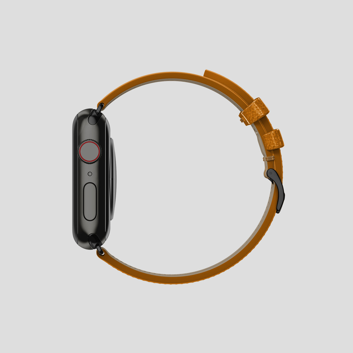 Chestnut Apple Watch 46mm Classic Strap Ostrich with Black Metal -4 | Chestnut-Black