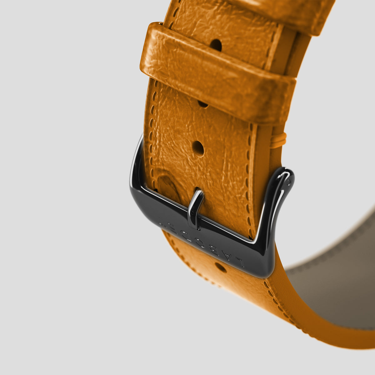 Chestnut Apple Watch 46mm Classic Strap Ostrich with Black Metal -7 | Chestnut-Black