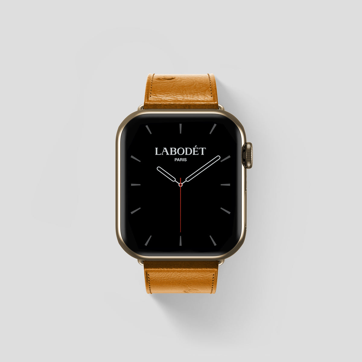 Chestnut Apple Watch 46mm Classic Strap Ostrich with Gold Metal -1 | Chestnut-Gold