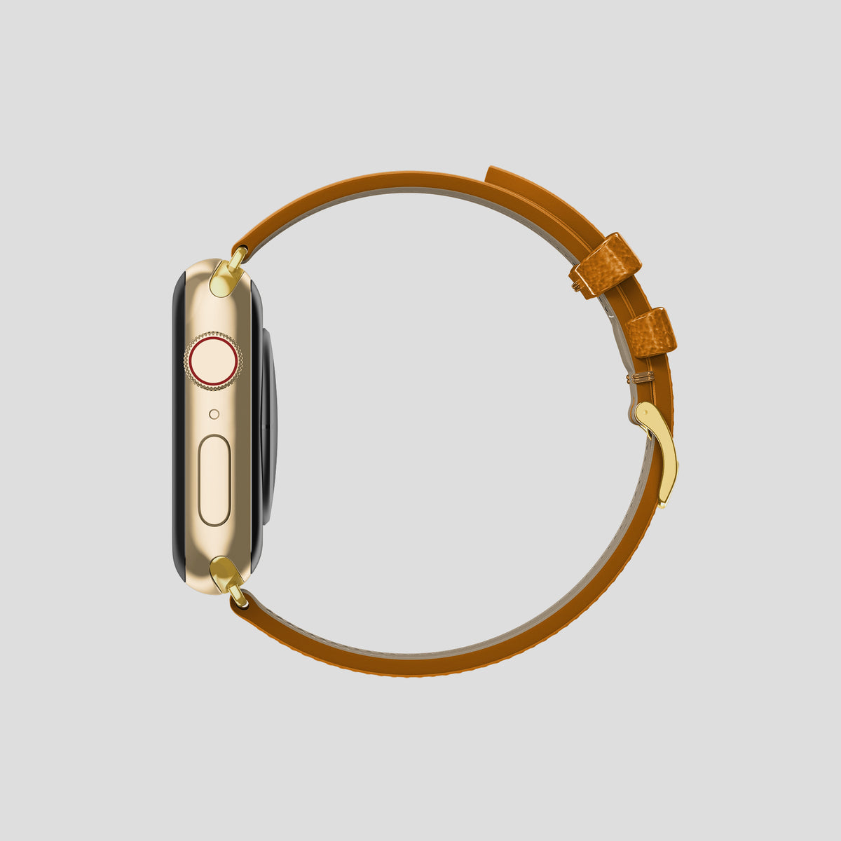 Chestnut Apple Watch 46mm Classic Strap Ostrich with Gold Metal -4 | Chestnut-Gold