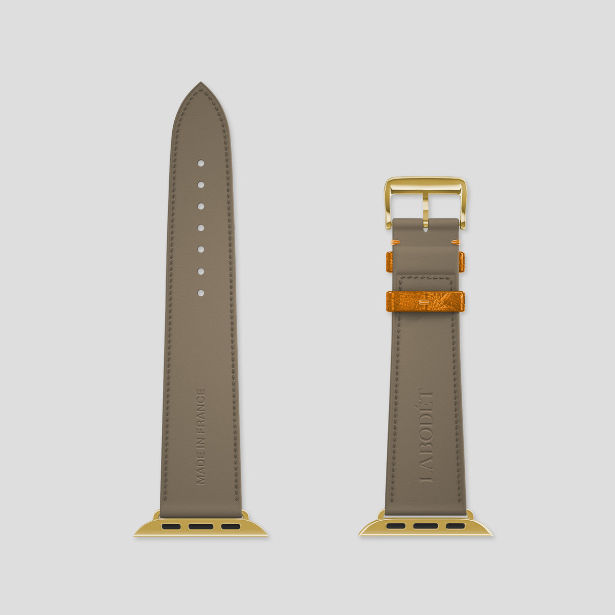 Chestnut Apple Watch 46mm Classic Strap Ostrich with Gold Metal -5 | Chestnut-Gold