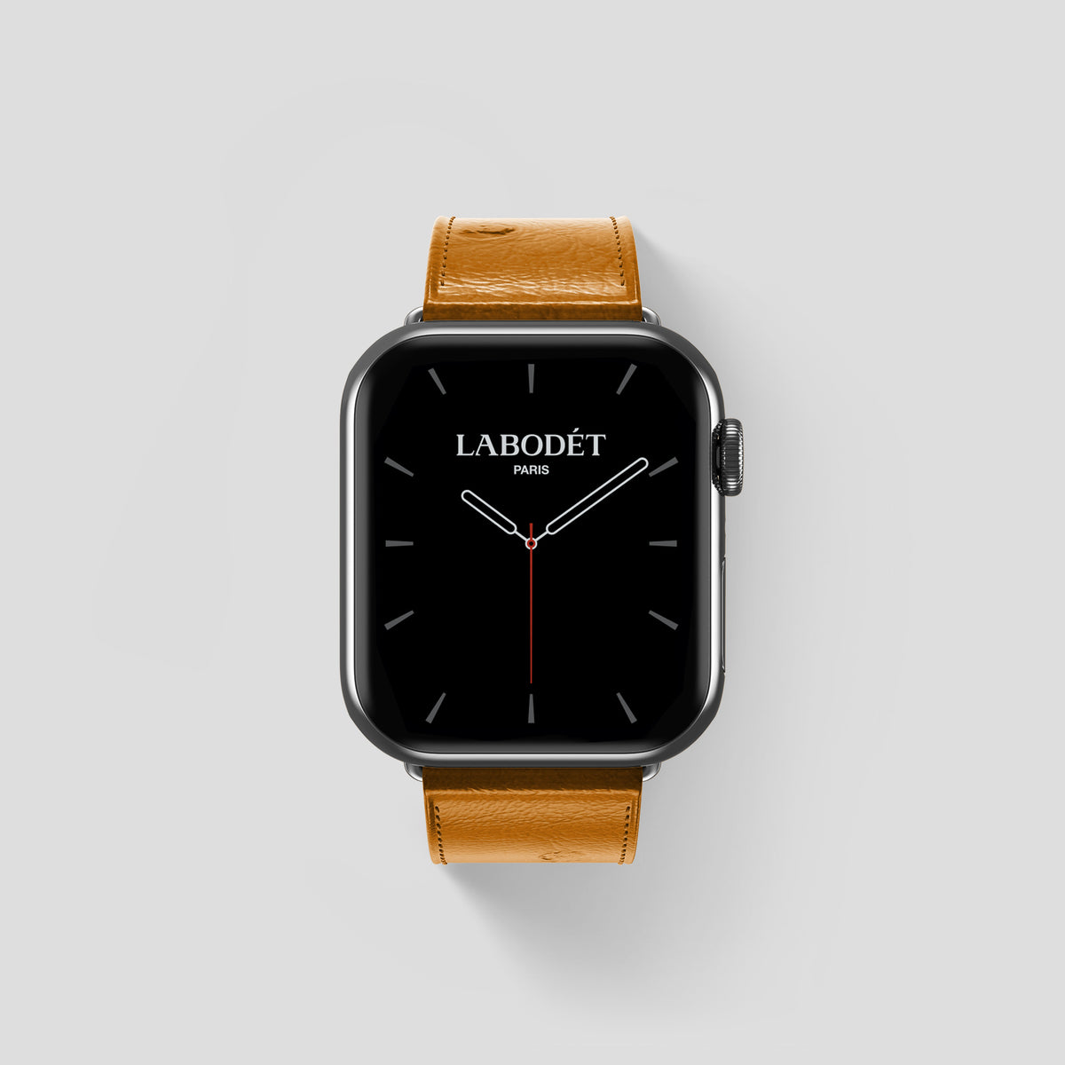 Chestnut Apple Watch 46mm Classic Strap Ostrich with Steel Metal -1 | Chestnut-Steel