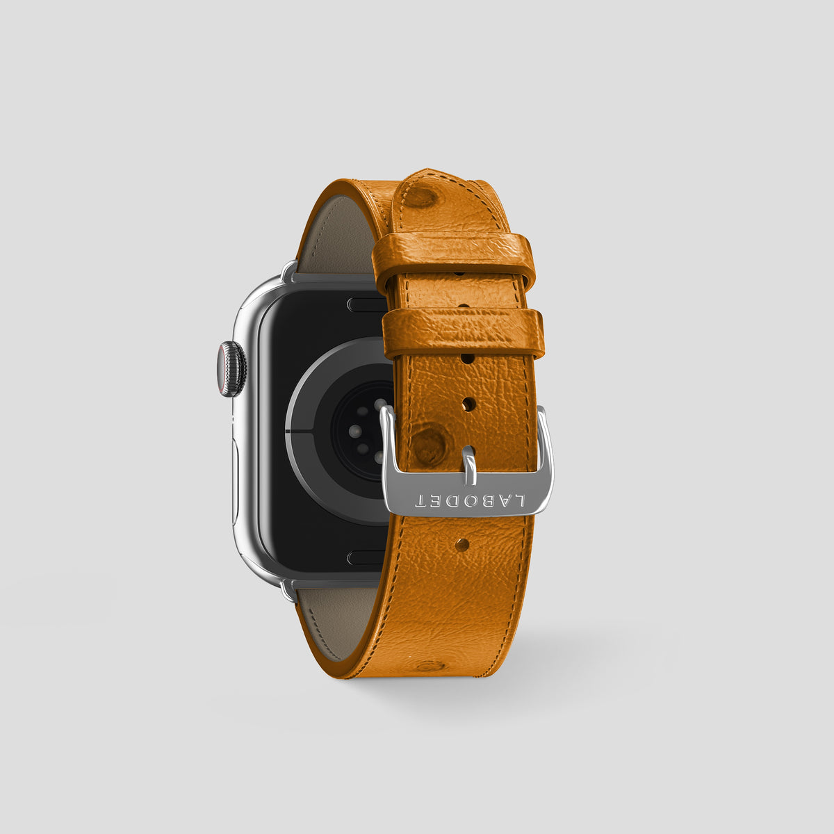 Chestnut Apple Watch 46mm Classic Strap Ostrich with Steel Metal -2 | Chestnut-Steel