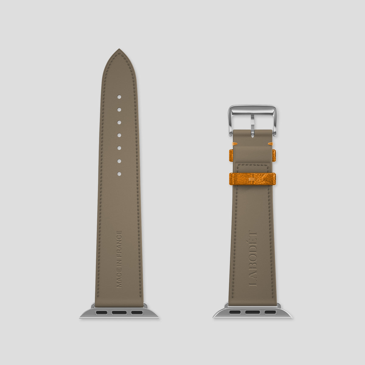 Chestnut Apple Watch 46mm Classic Strap Ostrich with Steel Metal -5 | Chestnut-Steel