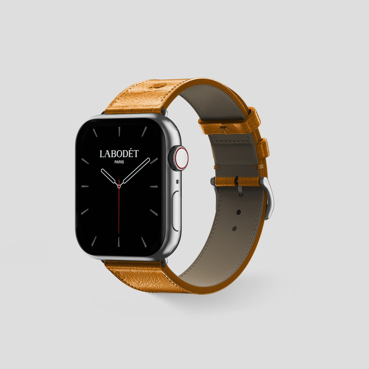 Chestnut Apple Watch 46mm Classic Strap Ostrich with Steel Metal -6 | Chestnut-Steel