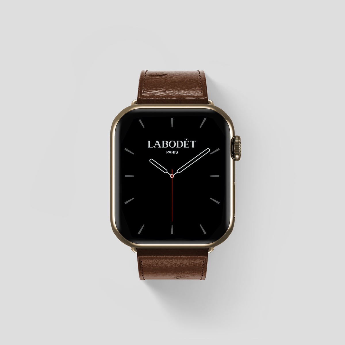 Chocolate Apple Watch 46mm Classic Strap Ostrich with Gold Metal -1 | Chocolate-Gold