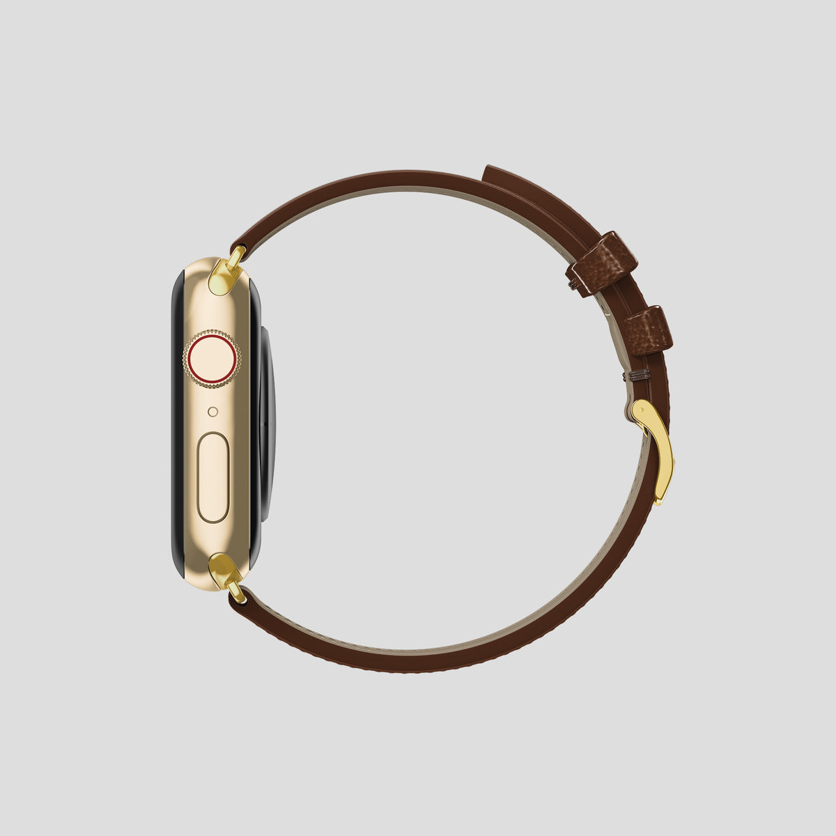 Chocolate Apple Watch 46mm Classic Strap Ostrich with Gold Metal -4 | Chocolate-Gold