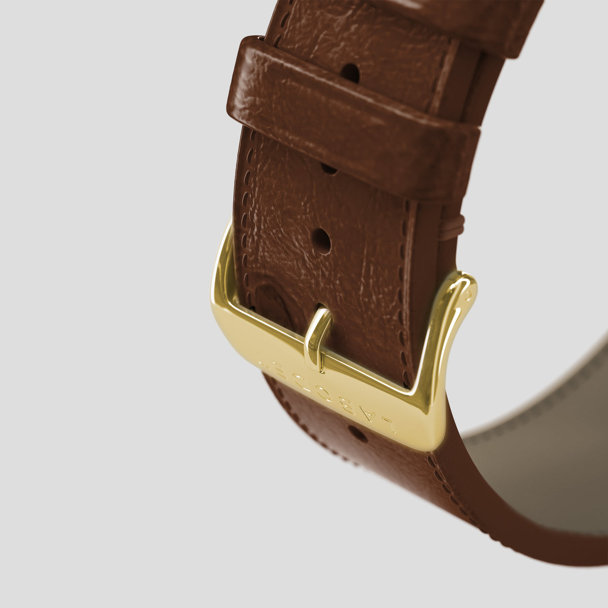 Chocolate Apple Watch 46mm Classic Strap Ostrich with Gold Metal -7 | Chocolate-Gold