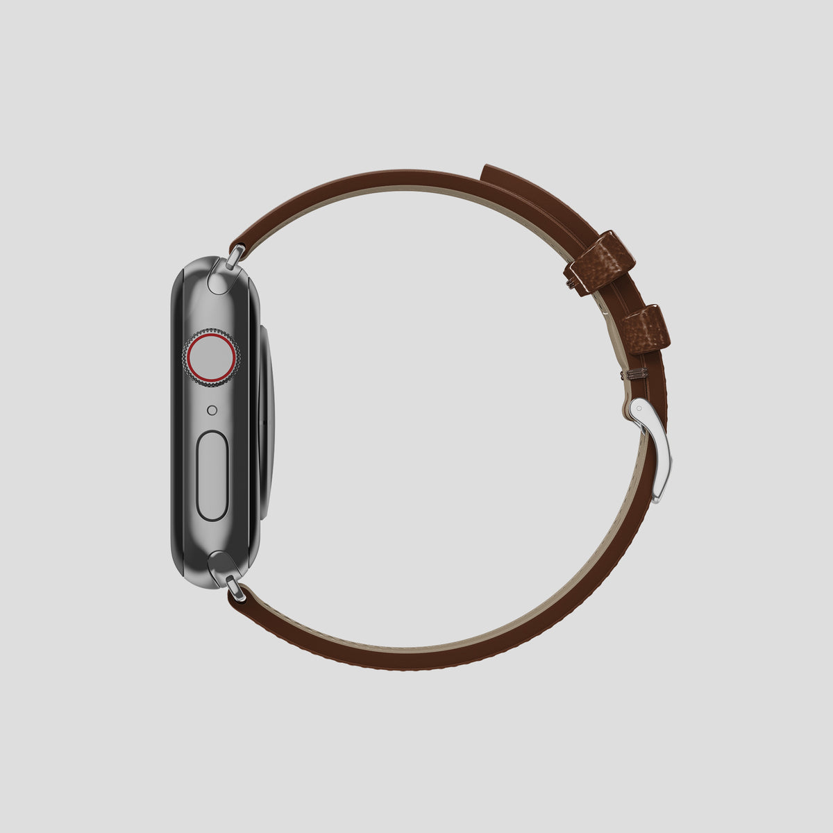 Chocolate Apple Watch 46mm Classic Strap Ostrich with Steel Metal -4 | Chocolate-Steel