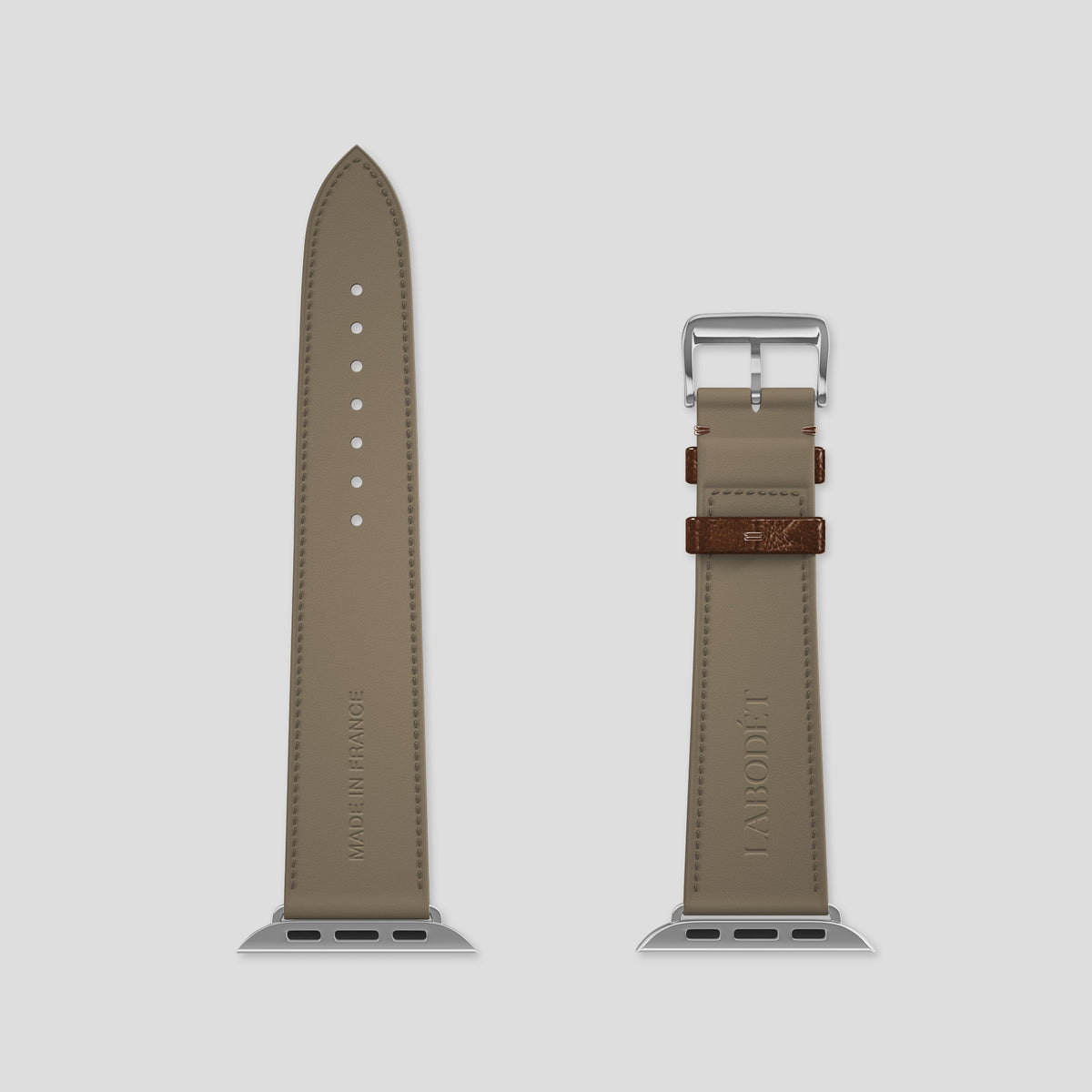 Chocolate Apple Watch 46mm Classic Strap Ostrich with Steel Metal -5 | Chocolate-Steel