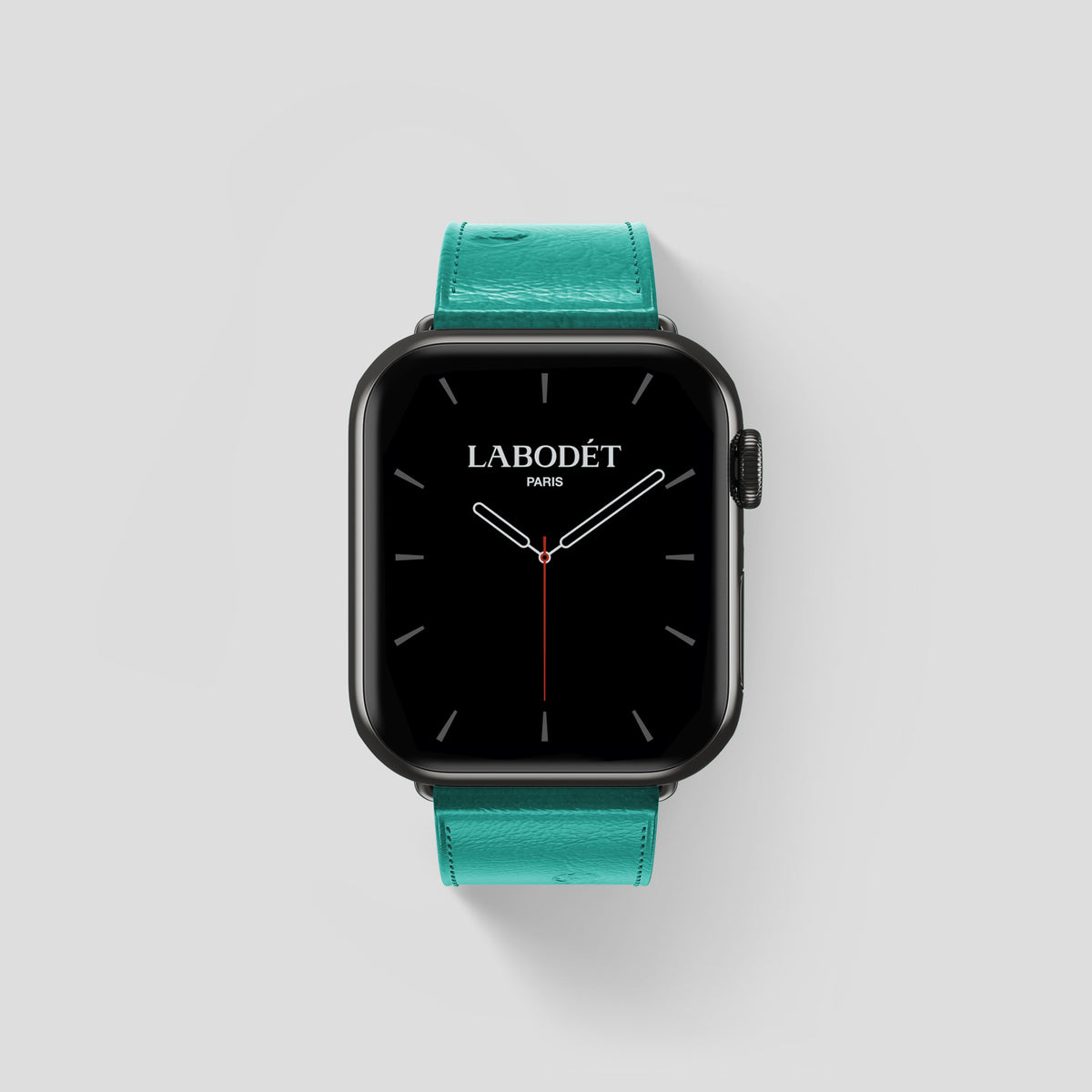 Turquoise Apple Watch 46mm Classic Strap Ostrich with Black Metal -1 | Turquoise-Black