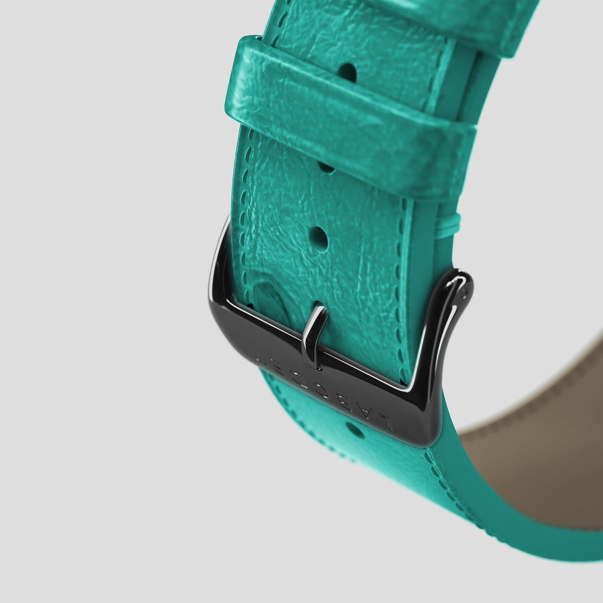Turquoise Apple Watch 46mm Classic Strap Ostrich with Black Metal -7 | Turquoise-Black