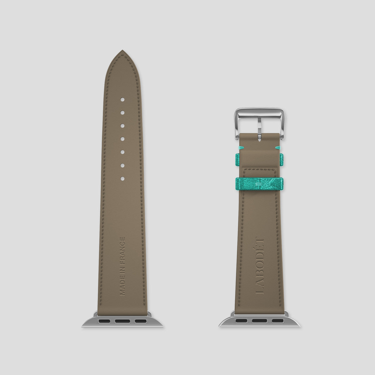 Turquoise Apple Watch 46mm Classic Strap Ostrich with Steel Metal -5 | Turquoise-Steel