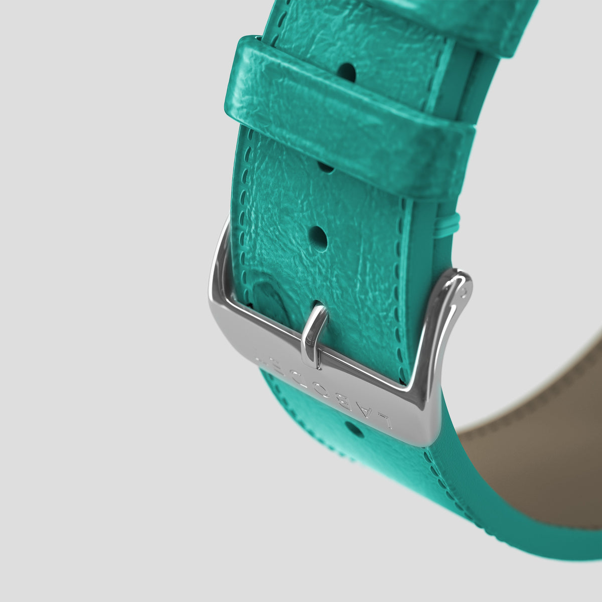 Turquoise Apple Watch 46mm Classic Strap Ostrich with Steel Metal -7 | Turquoise-Steel
