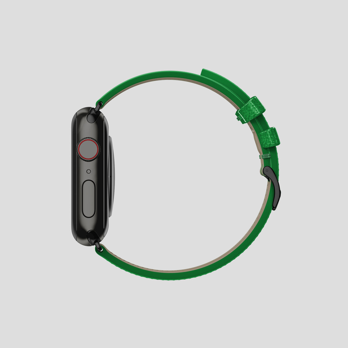 Kentucky Green Apple Watch 46mm Classic Strap Ostrich with Black Metal -4 | Kentucky-Green-Black