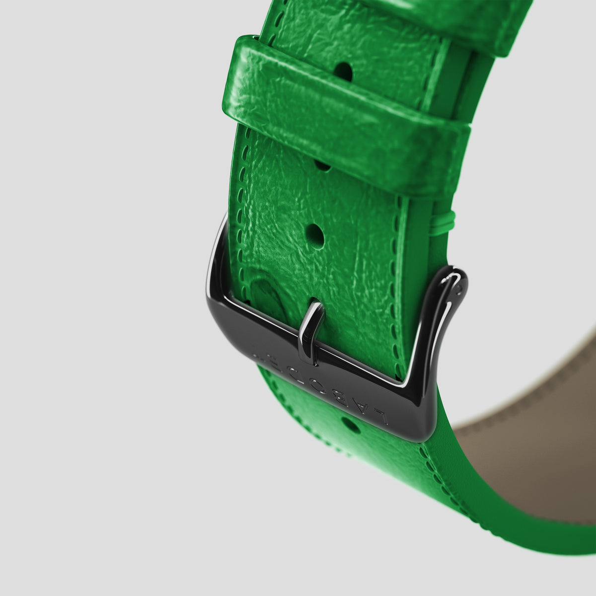 Kentucky Green Apple Watch 46mm Classic Strap Ostrich with Black Metal -7 | Kentucky-Green-Black