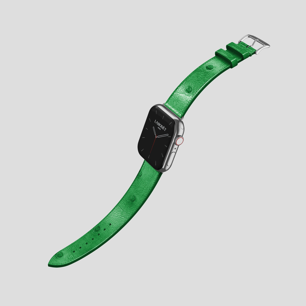 Kentucky Green Apple Watch 46mm Classic Strap Ostrich with Steel Metal -3 | Kentucky-Green-Steel