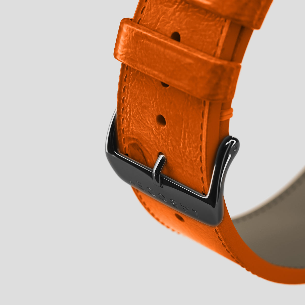 Medium-Brown Apple Watch 46mm Classic Strap Ostrich with Black Metal -7 | Medium-Brown-Black