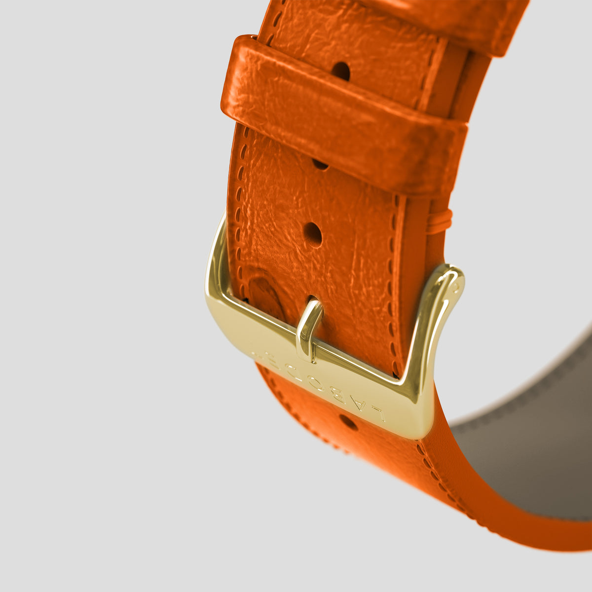 Medium-Brown Apple Watch 46mm Classic Strap Ostrich with Gold Metal -7 | Medium-Brown-Gold