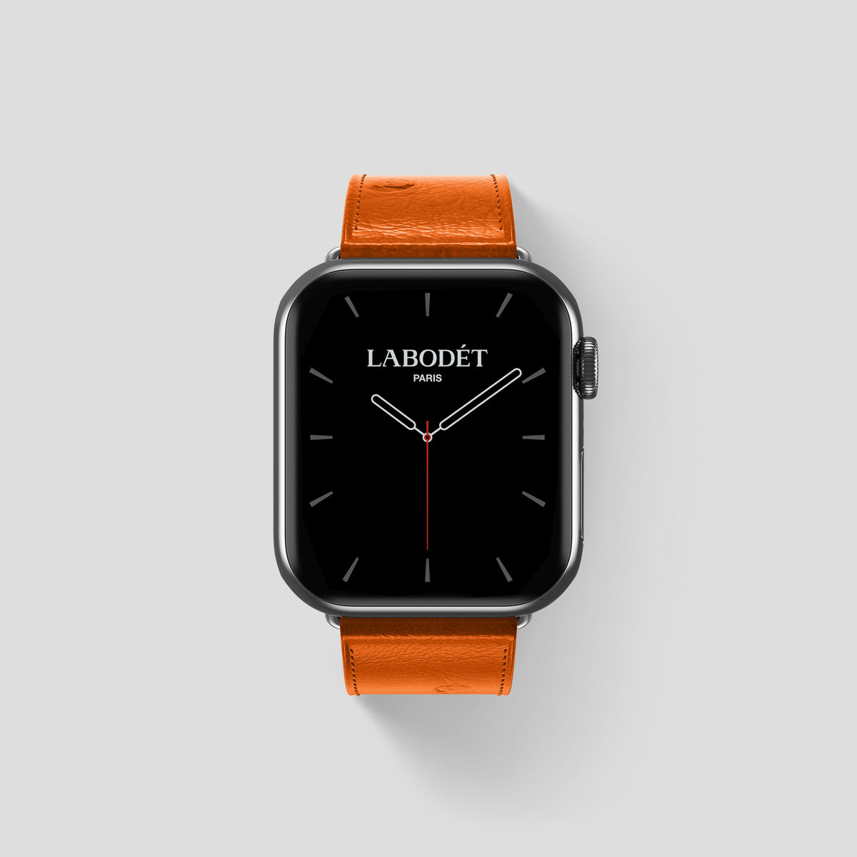 Medium-Brown Apple Watch 46mm Classic Strap Ostrich with Steel Metal -1 | Medium-Brown-Steel