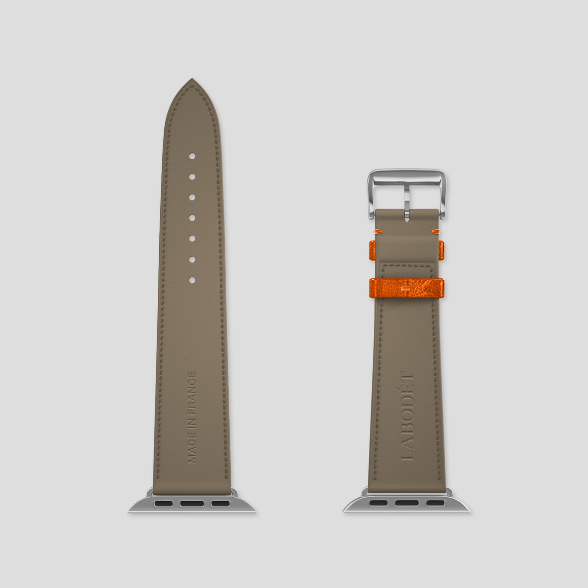 Medium-Brown Apple Watch 46mm Classic Strap Ostrich with Steel Metal -5 | Medium-Brown-Steel