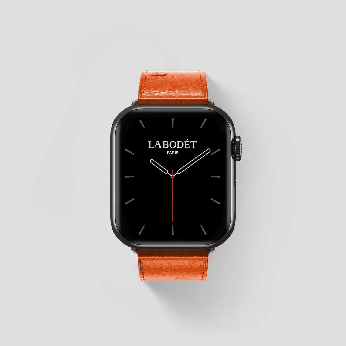 Orange Apple Watch 46mm Classic Strap Ostrich with Black Metal -1 | Orange-Black